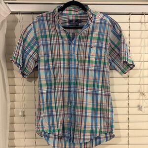 Vineyard Vines Blue and Green Plaid Shirt